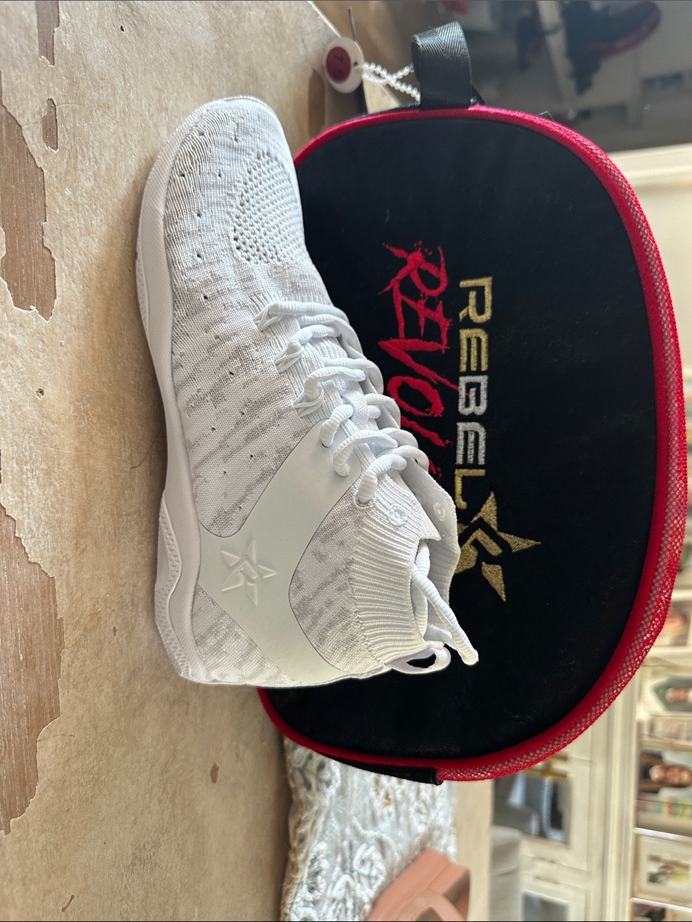 rebels Men's White Knit High-Top Athletic Sneakers